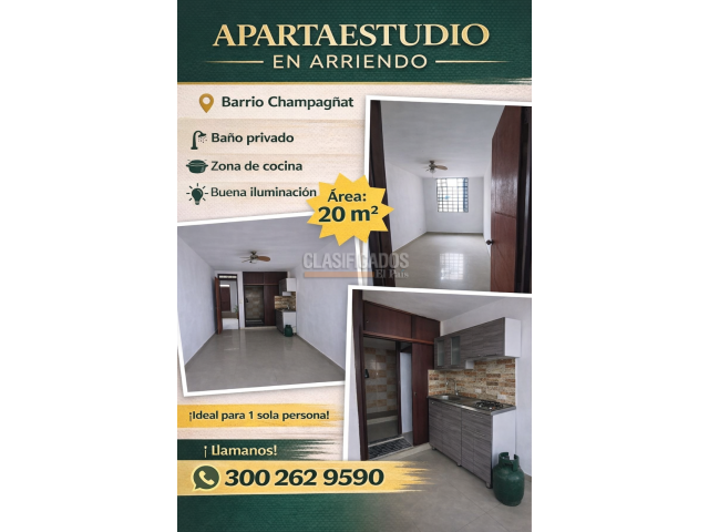 Apartaestudios, Alquiler en Champagñat