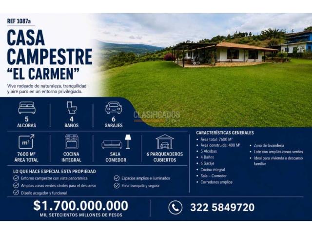 Fincas y Casas Campestres, Venta en La Cumbre
