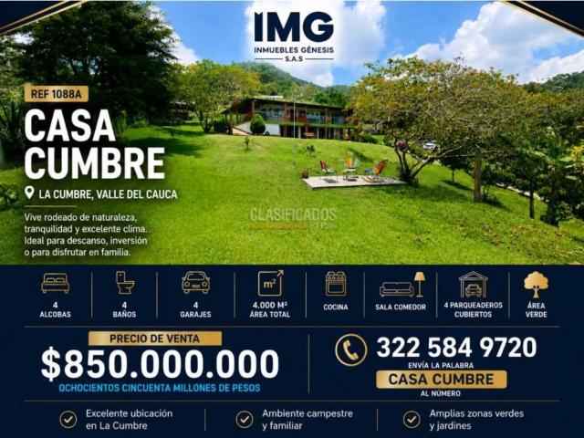 Fincas y Casas Campestres, Venta en La Cumbre