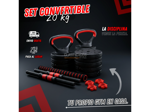 Kit Pesas Mancuerna 20kg Set Convertible