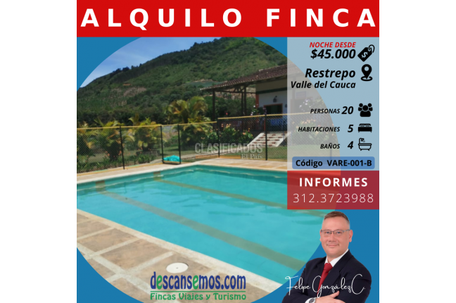 Fincas y Casas Campestres, Alquiler en Restrepo
