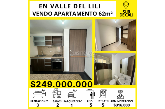 Apartamentos, Venta, Valle del Lili - $249.000.000