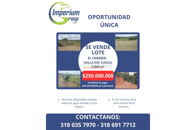 Lotes, Venta en Dagua