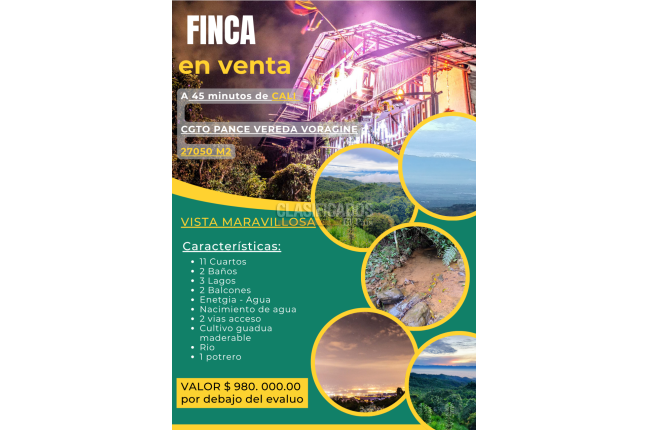 Fincas y Casas Campestres, Venta en Villacarmelo