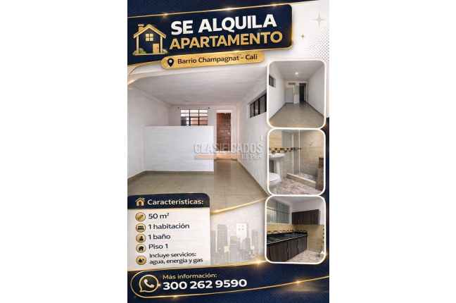 Apartaestudios, Alquiler en Champagñat