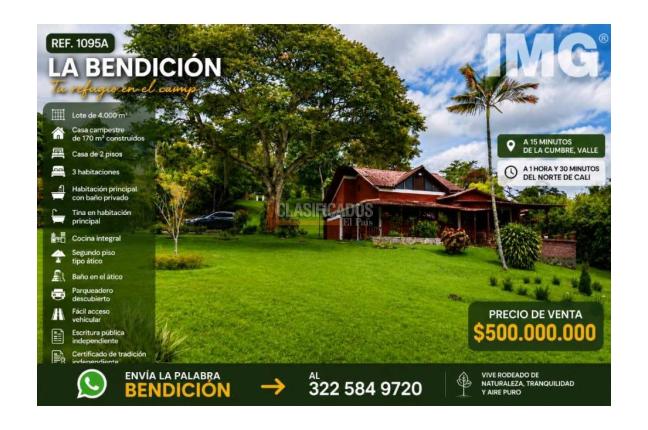 Fincas y Casas Campestres, Venta, La Cumbre - $500.000.000