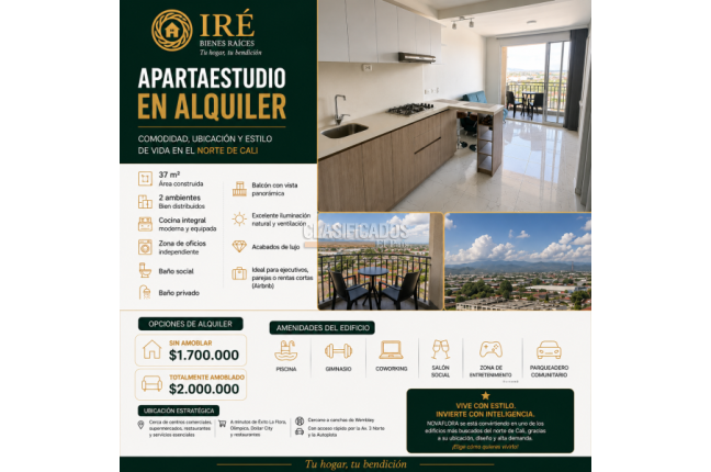 Apartaestudios, Alquiler en La Flora