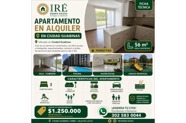 Apartamentos, Alquiler, Guabinas - $1.250.000
