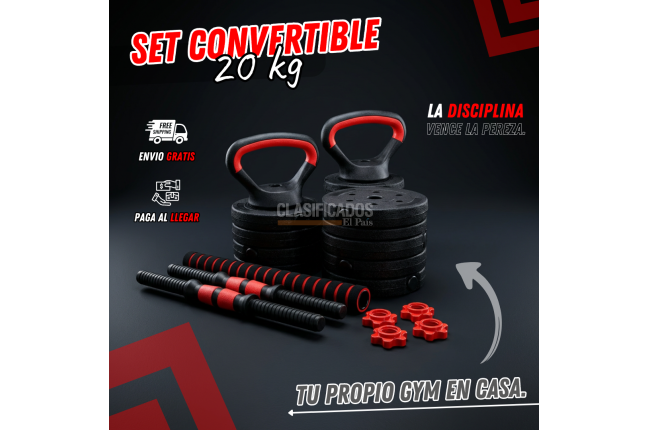 Kit Pesas Mancuerna 20kg Set Convertible - Mercancías Diversas