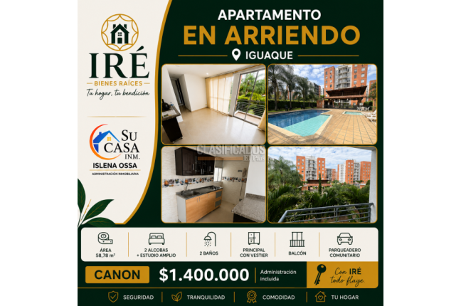 Apartamentos, Alquiler, Valle del Lili - $1.400.000