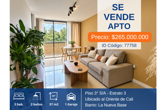 Apartamentos, Venta, Nueva Base - $265.000.000